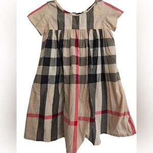 Burberry Kids Plaid Dress in Black, Cream, and Pink